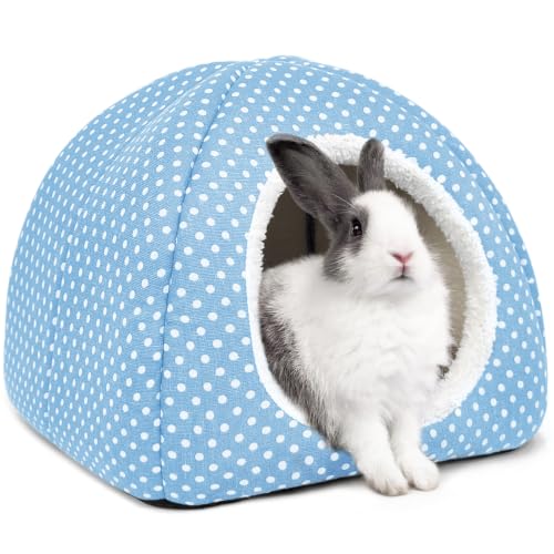 Rabbit Hideout Large Bunny Bed Washable Rabbit House - Light blue, Foam by Tierecare