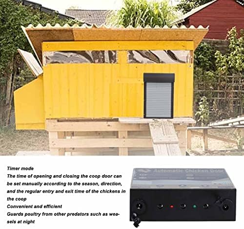 Chicken Coop Door Automatic Solar Powered Coop Door, Solid Metal Rolling Curtain Chicken House Door with Timer for Chicken Duck Poultry, Electric Chicken Door Solar Coop Door