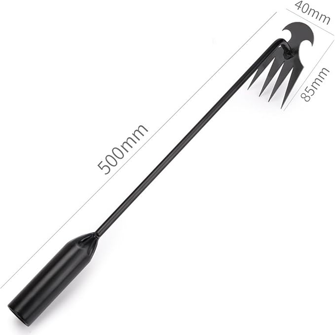 Weed Puller Tool, Weeding Artifact Uprooting Weeding Tool, Garden Weeder Tool 4 Teeth Manganese Steel Forged, Weed Master Weeding Tool, Weed Removal Tool for Vegetable Backyard Farm (Black-50cm)