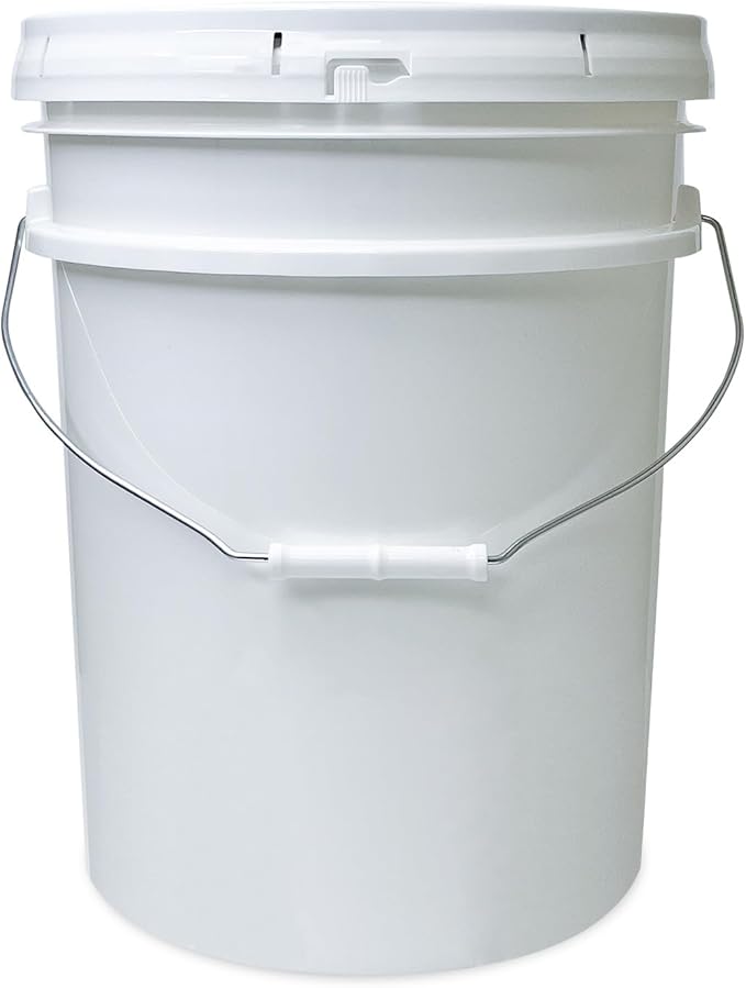 ePackageSupply White 5-Gallon Bucket with Lid | Made in USA | Food Grade | Heavy-Duty Extra Durable Plastic Bucket | Multi-Use Food Grade Buckets with Lids | Easy Stack and Store | BPA Free | 12 Pack