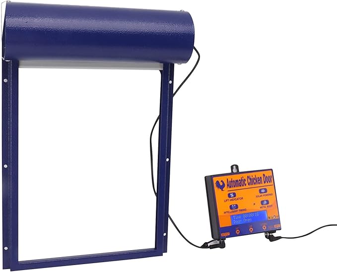 Automatic Chicken Coop Door, Solar Powered 3 in 1 with Timer HD LED Display for Chicken Duck Goose (Blue)