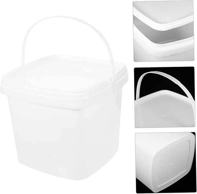 VICASKY Plastic Bucket with Handle and Lid Square Portable Container Sturdy Non Slip Farm Utility Pail for Water Storage and Household Use