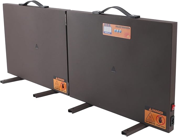 Foldable Chicken Coop Heater, 150W Chicken Coop Heater Coffee Color, Temperature Adjustable Power Failure Prevention with Timer Digital Display Chicken Coop Warmer for Outdoor (L)