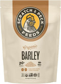 Scratch and Peck Whole Barley Chicken, Duck and Livestock Supplemental Grain - 10 lbs Bag - 8.5% Protein, Certified Organic and Non-GMO Project Verified Chicken Food