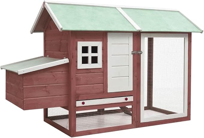 Wooden Rabbit Cage 67 x 67 x 43.3 in Outdoor Hutch Mocha & Green Solid Pine Fir Weatherproof Hutch for Garden Yard Patios
