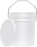 5-Gallon White Bucket Pail Container with Lid | Food Grade | Heavy-Duty 90MIL Extra Durable | Metal Handles with Plastic Grip for Easy Carrying | Multi-Use | Easy Stack and Store | BPA Free - 1 Pack