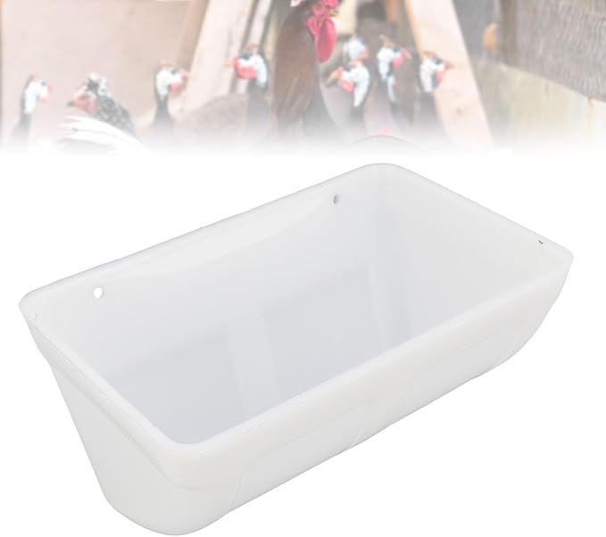 3 Pack Hanging Chicken Feeder Trough, Large Capacity Space Saving Plastic Chicken Feeder Trough, Minimized Feed Waste for Farm Coop and Outdoor Use (White)