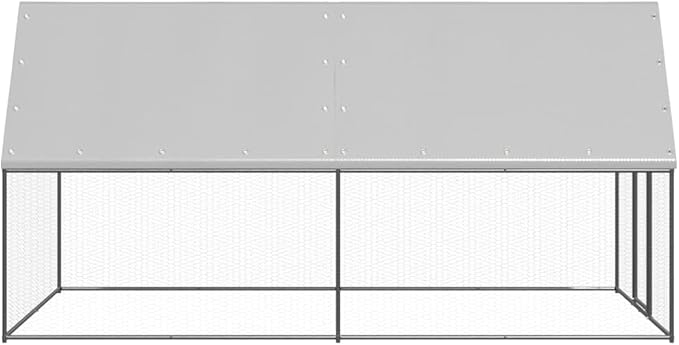 Silver Chicken Cage Galvanized Steel Outdoor 6.6x13.1x6.6 ft UV-Resistant Run for Small Pets & Poultry Coop for Backyard Garden