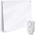 EconoHome Wall Mount Space Heater Panel - with Thermostat - 250 Watt Splashproof Convection Heater - Ideal for 100 Sq Ft Room or Bathroom - 120V Electric Heater - Updated Model