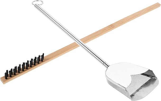 POPETPOP 2pcs Birdcage Cleaning Tools Set Brush and Shovel for Removal Sturdy Stainless Steel for Daily Deep Cleaning