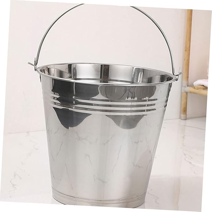 BESTOYARD Capacity Stainless Steel Water Bucket Lid Multifunctional Milk Container for and More Heavy-Duty Portable Design for Farm Home and Outdoor Use