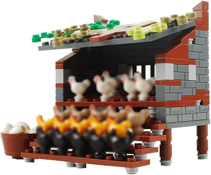 NW2 NW Farm Building Blocks Park Sencery Accessories Plant Set Building Bricks Kit DIY Building Set Compatible All Major Brands (Chicken coop#1)