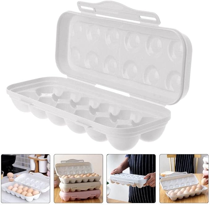 Zerodeko 12 Count Egg Holder for Refrigerator with Lid Plastic Fresh Storage Box for Kitchen and Fridge Organization Compact 11.81X4.33X2.55In Egg Storage Container