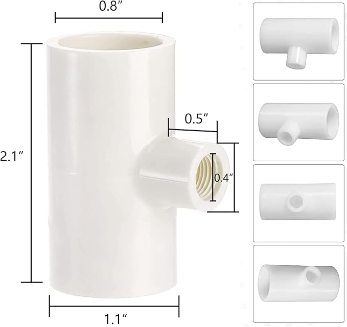 Pack of 30 Chicken Waterer PVC Tee Fittings Waterer Fully Automatic Poultry Waterers PVC Fittings for Threaded Poultry Waterer Cups Nipples Feeders