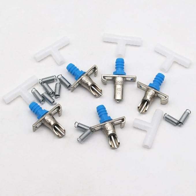 50PCS Automatic Water Rabbit Nipple Drinker Feeders for Rabbit Guinea Pig Ferret Rat Mouse Poultry Watering System (Blue)