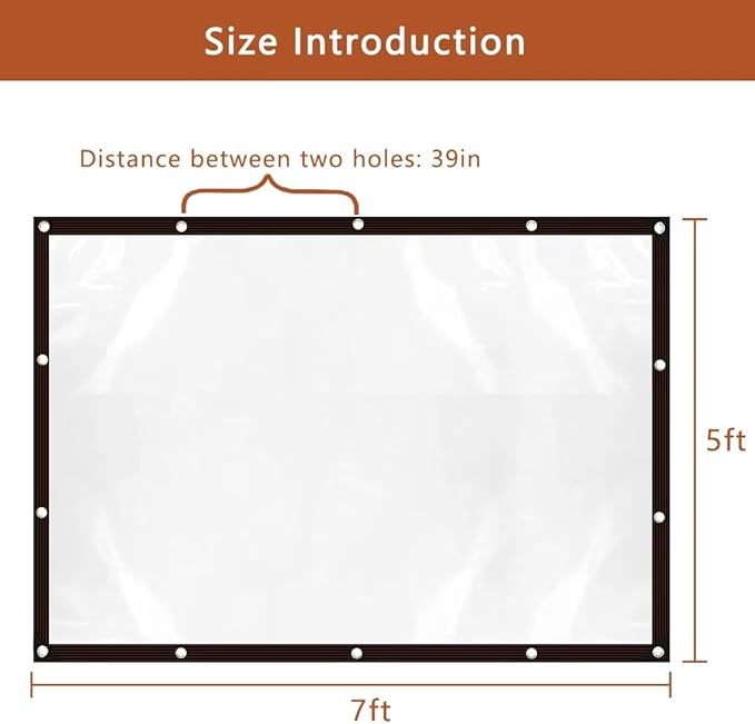 Clear-Tarps-5x7-Feet, Waterproof Tarps Outdoor Patio PE Windproof Thin Cover with Rustproof Grommets for Balcony Tent Cover Gardening Chicken Coop Canvas Painters Drop Cloth-5x7FT