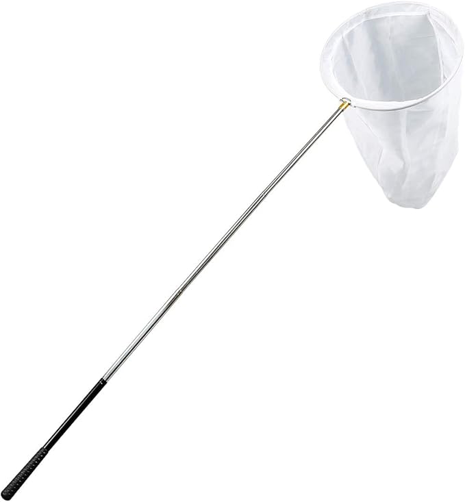 RESTCLOUD Professional Insect and Butterfly Net with 14" Ring, 26" Net Depth, 59" Telescopic Handle Full Extends to 73" Stainless Lockable