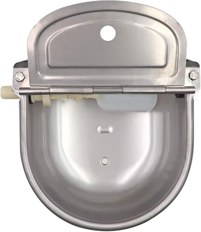 Stainless Steel Automatic Waterer Bowl with Float Valve Automatic Dog Water Bowl Water Trough for Dog Livestock Pig Chicken Goat Waterer with Drain Plug