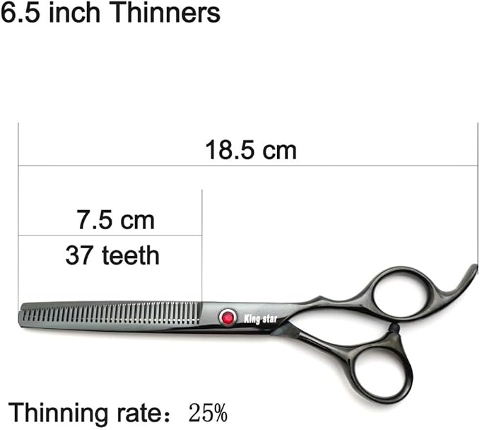 7.0in Professional Pet Grooming Scissors Set,Straight & Thinning & Curved Scissors 3pcs Set with Comb for Dog Grooming,A419 (Black-Grey)