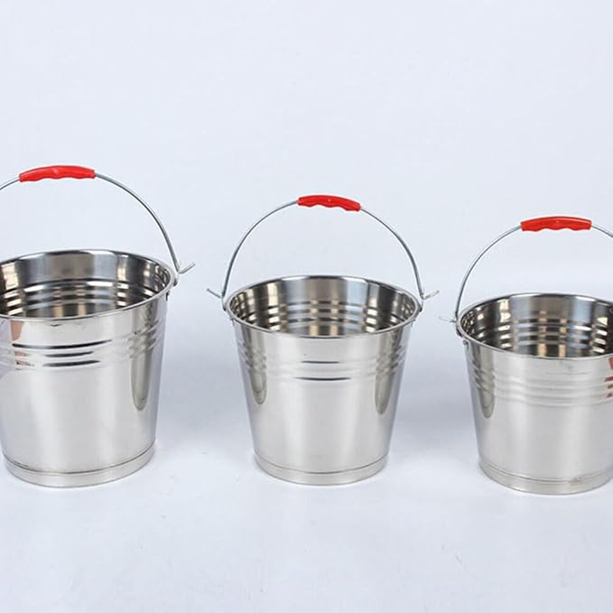 Kichvoe Stainless Steel Bucket with Lid Water for Farm Use Milking and Home Heavy-duty Pickup Bucket for Easy Carrying and Cleaning