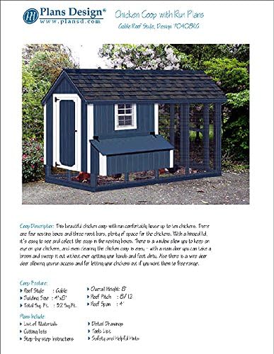 DIY Chicken Coop/Hen House 4 ft x 8 ft Gable/A Frame Roof Style Project Plans, Design 70408RG
