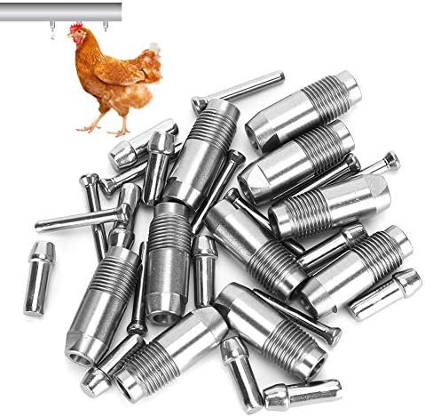10pcs Automatic Chicken Waterer Nipple Drinker Stainless Steel Chicken Water Nipple Drinker Feeder Automatic Chicken Drinking Nipple