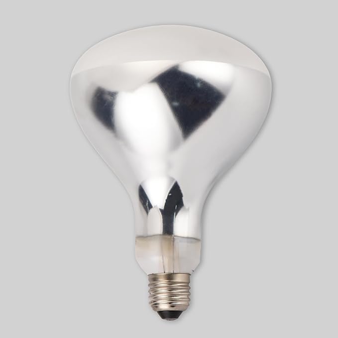 Incandescent R40 Reflector Infrared Lamp, Explosion Proof Clear Glass, with Teflon Coating, E26 Base, Heat Lamp Bulb 375W Special for Food Service Industry, 2 Pack (R40INCT)