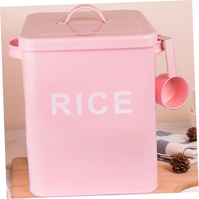 Pet Food Storage Bucket Large Capacity Sealed Iron Food Sealing Container with Measuring Cup for Dog Household Grain Storage