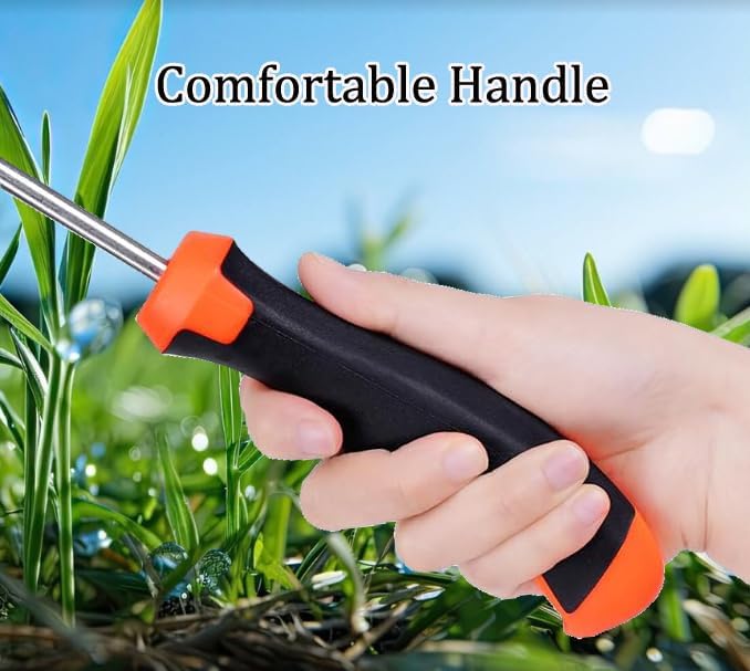 Generic Weed Puller Tool, New Garden Weed Remove Tool, Stainless Steel Hand Weeding Tool, Weeding Artifact Uprooting Weeding Tool for Vegetable Backyard Farm Planting and Weeding (Rubber Handle)