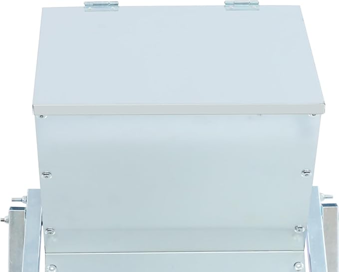 Automatic Chicken Feeder, 11LB Step-On Poultry Feeder for Hens and Ducks, Galvanized Steel Outdoor Chicken Feed Dispenser with Lid, Metal Chicken Feed Box for Coop or Farm
