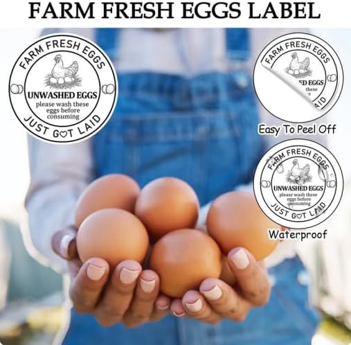 Louise Maelys 2Inch Eggs Stickers 500Pcs Farm Fresh Egg Stickers,Unwashed Eggs Labels Perfect for Small Businesses and Farm Farmers Markets
