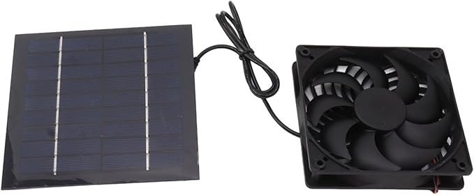 Solar Panel Fan Kit, Solar Fan for Chicken Coop Solar Power Fan Efficient Cooling Solution for Outside, Small Chicken Coops, Greenhouses, Sheds, Pet Houses