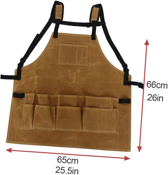Kisangel Waterproof Heavy Duty Canvas Garden Tool Apron Pockets Sturdy Oil-Proof Pinafore for Cooking and Outdoor Work