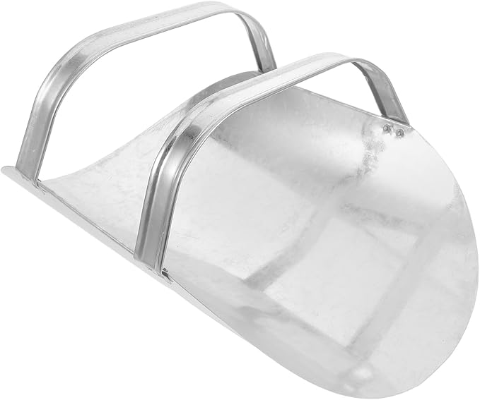 ibasenice Thickened Metal Feed Scoop for Livestock Feeding, Galvanized Grain and Pet Food Shovel with Double Handles, Large Capacity for Farm, Ranch, and Outdoor Use