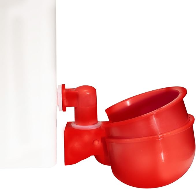 RentACoop 2 Gallon Chicken Waterer with Auto-Fill Cups, Horizontal Nipples, Anti-Roost Cone and Mounting Kit - Suitable for Chickens, Quail, Ducks, Geese, Turkey and More (Pack of 2)