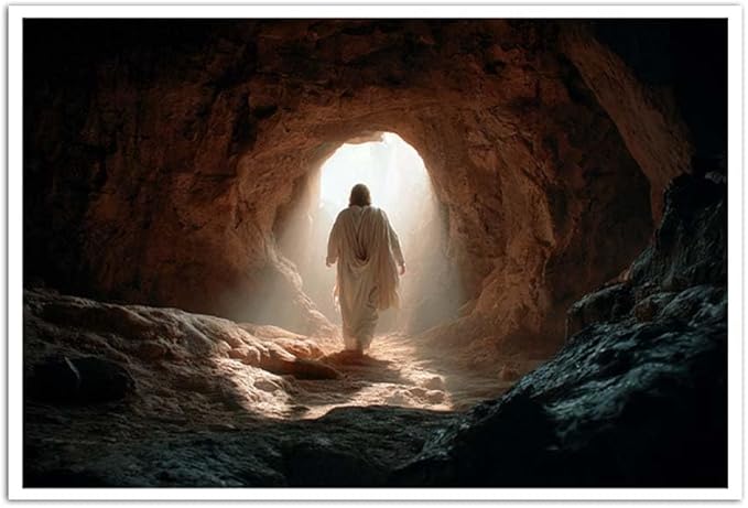 MNFGMH Easter Art Canvas Jesus at the Empty Tomb Religious Spring Easter Poster Christian Wall Decor for Home Canvas Roll 20x30 inch