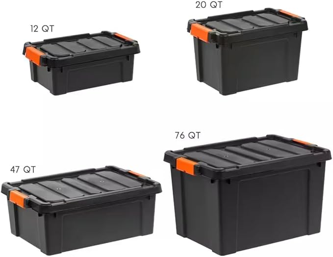 20-Quart / 5-Gallon Heavy-Duty Stackable Storage Tote - Set of 4 OU31839