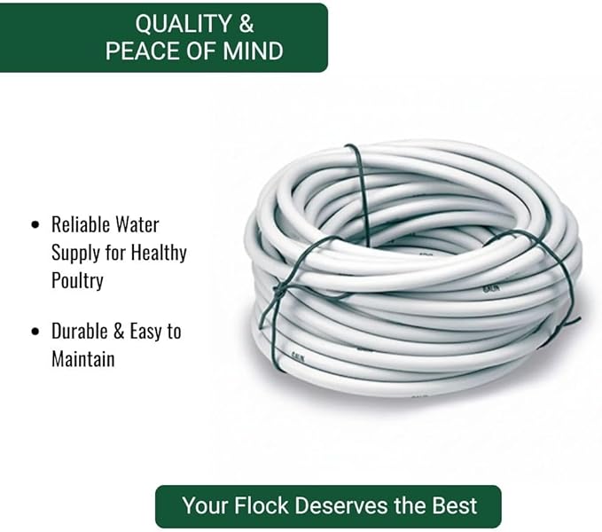 GAUN Pipeline 25ft Accesory for Automatic Chicken Waterer System – Soft Water Line Tube for Poultry & Small Animals, Easy to Install Hose Compatible with Nipple Drinkers for Hydration Systems