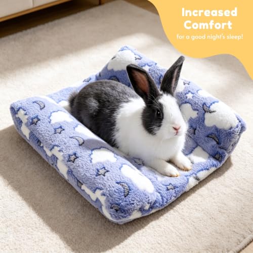 Rabbit Bed with Pillows, Dual-Sided 17"x15" Washable Lounger Pad - 17 x 15 inches, Sky Blue Cloud, Polyester - Image 4