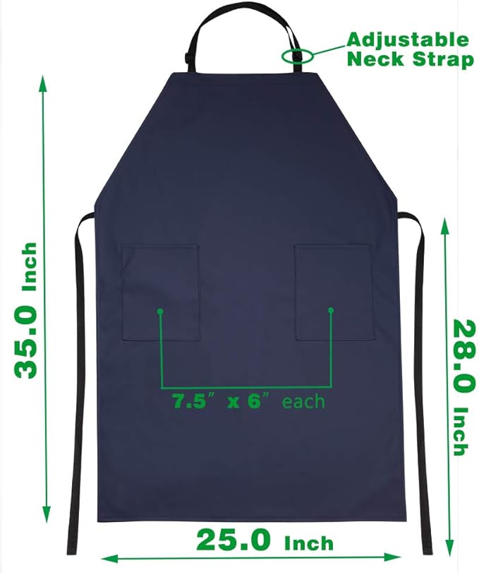 VWELL Waterproof Rubber Vinyl Apron W/ 2 Pockets - Lab Apron for DishWashing, Grooming 2Pack