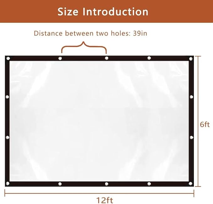 Clear-Waterproof-Tarps-Outdoor-6x12FT, Poly Tarpaulin Tarps Transparent Anti-Tear Thin Cover with Rustproof Grommets for Patio Enclosure Gardening Chicken Coop