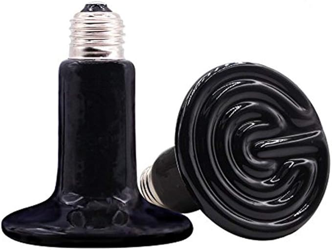 CTKcom 2-Pack 150W 110V Reptile Heat Lamp Ceramic Infrared Heat Emitter Bulb Pet Lamp,No Harm No Light Infrared Heat Emitter Brooder Lamp for Pet Coop Heater Reptile Chicken Turtle Heat Lighting,Black