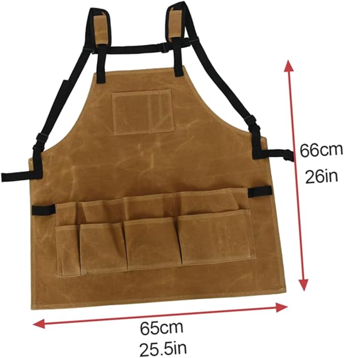TOYANDONA Waterproof Heavy-Duty Waxed Canvas Garden Apron Tool Pockets Adjustable Cooking Apron for Men and Women Sturdy Oil-Proof Work Pinafore for Gardening and Woodworking