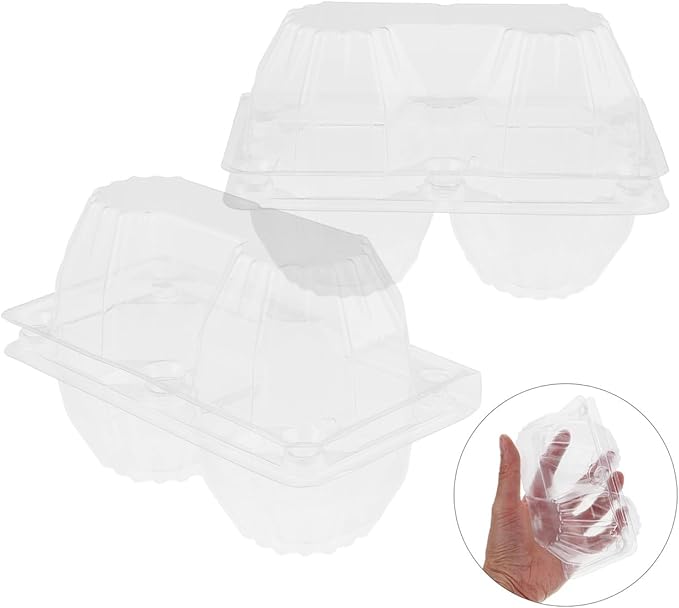 DOITOOL Goose Egg Packaging Box 2 Count Clear Plastic Egg Carton Tray 5.51 X 3.74 X 2.95 Inches Lightweight Portable Holder for Refrigerator Storage and Market Display