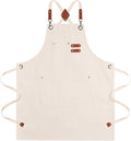 Chef Aprons for Men Canvas Apron with Large Pockets and Adjustable Neck Strap for Cooking,BBQ, Gardening
