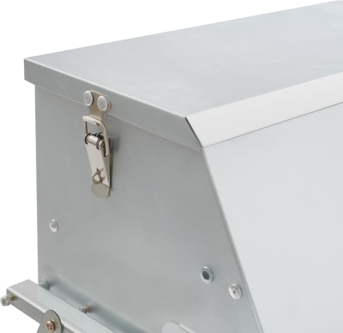25LB Automatic Chicken Feeder with Rainproof Lid, Metal Treadle Feeder for Chickens, Ducks, Geese