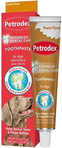 Petrodex Toothpaste for Dogs and Puppies,Cleans Teeth and Fights Bad Breath,Reduces Plaque-and Tartar Formation,Enzymatic Toothpaste,Peanut Flavor,2.5oz,(Pack of 2)