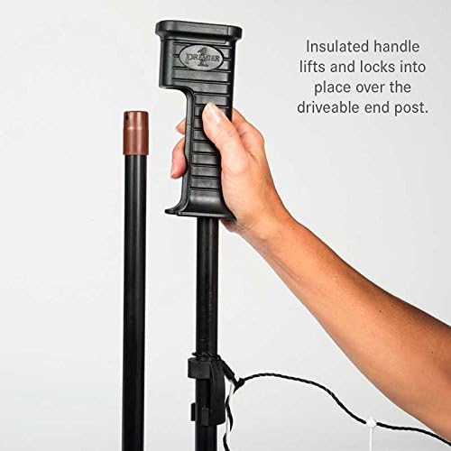 Premier 1 PoultryNet® 48"H x 8'L Electric Net Gate with Drivable Posts for Chickens, Ducks, Geese | Black/White Net with Black Posts