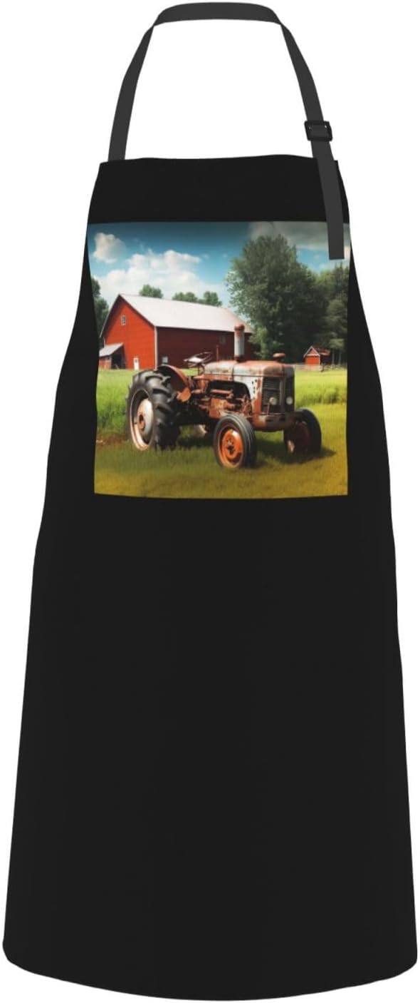 Company Farm Tractor Aprons for Women with 2 Pockets, Kitchen Cooking Apron for Men, Water and Oil Resistant, Adjustable Bib Apron Extra Long Work Aprons for Dishwashing, Dog Grooming