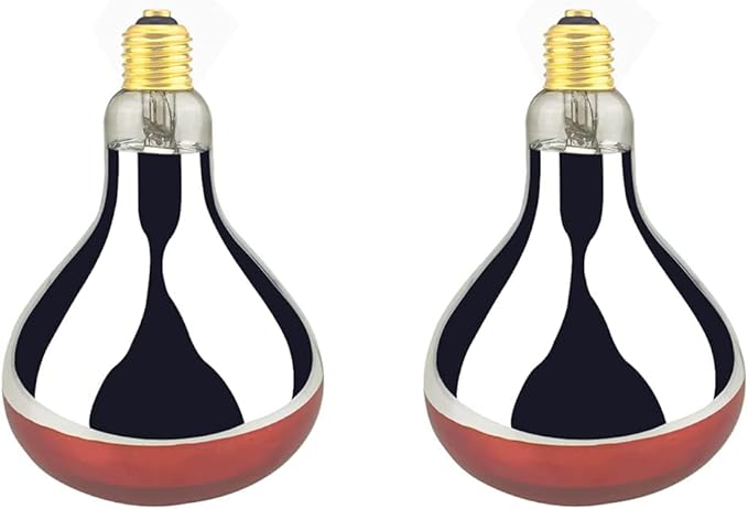 Heat Lamp Bulb R115 125 Watt 2 Pack Infrared Glass Lamp Bulb for Food Service, Brooder Bulb, Chicks, Pet, Bathroom, Light Therapy, Reptiles and Amphibian Use E26 Base
